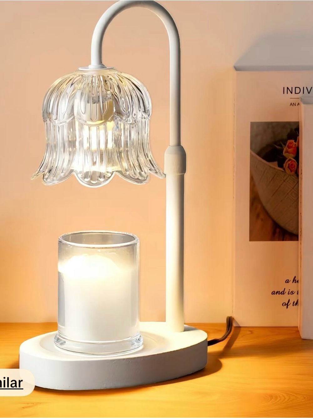 White Glass Tulip candle warmer with extra bulb.